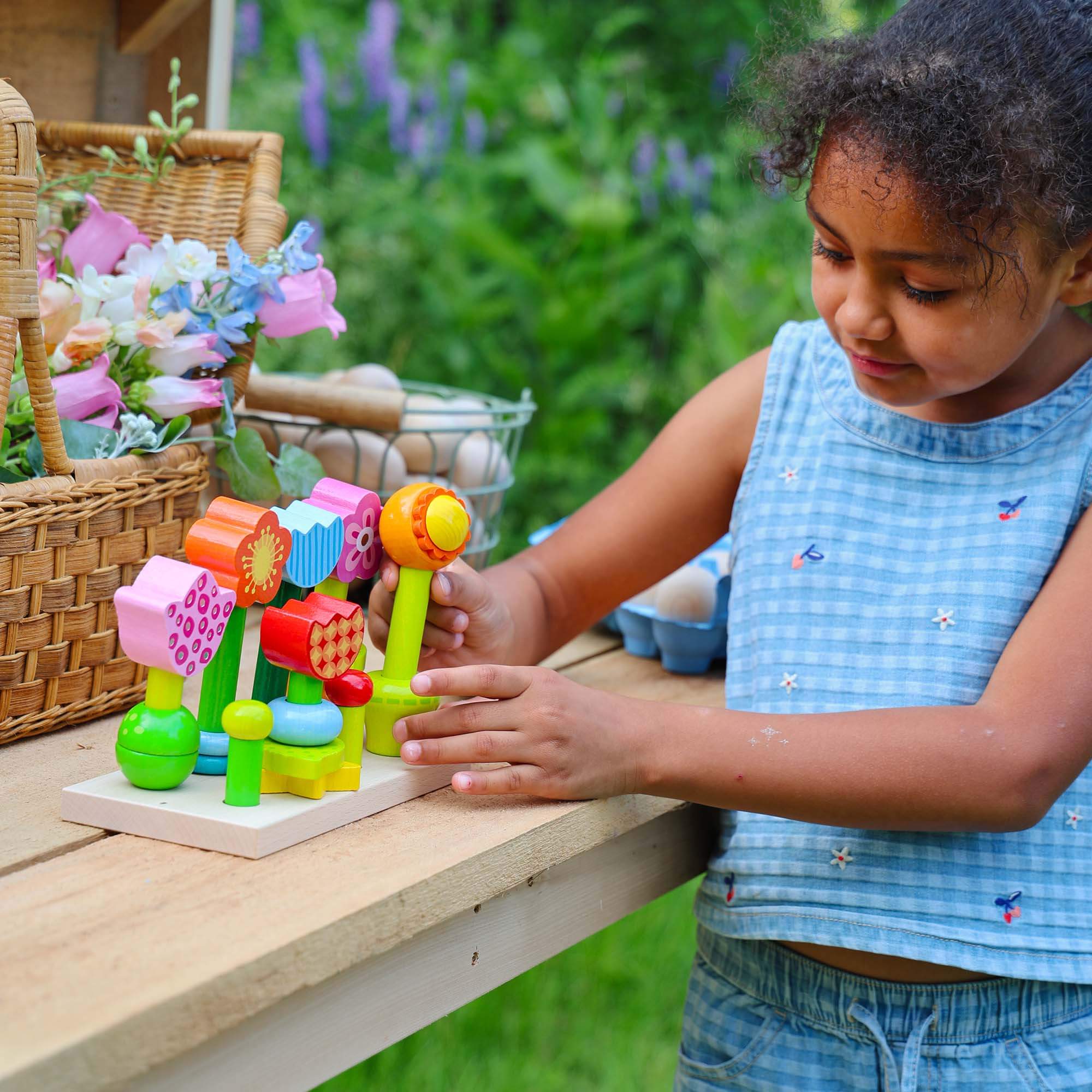 Flower Garden Wooden Sorting and Stacking Game